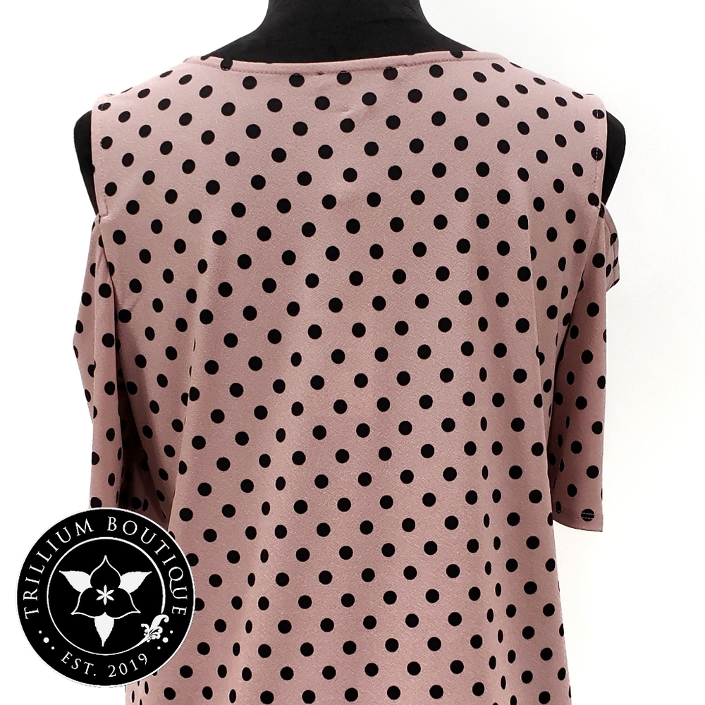Adrianna Papell Cold-Shoulder Polka Dot Top Medium - Picture 7 of 7